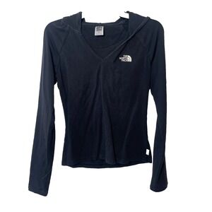 The North Face Long Sleeve Black Pullover Hoodie Womens M Outdoor Logo V-neck
